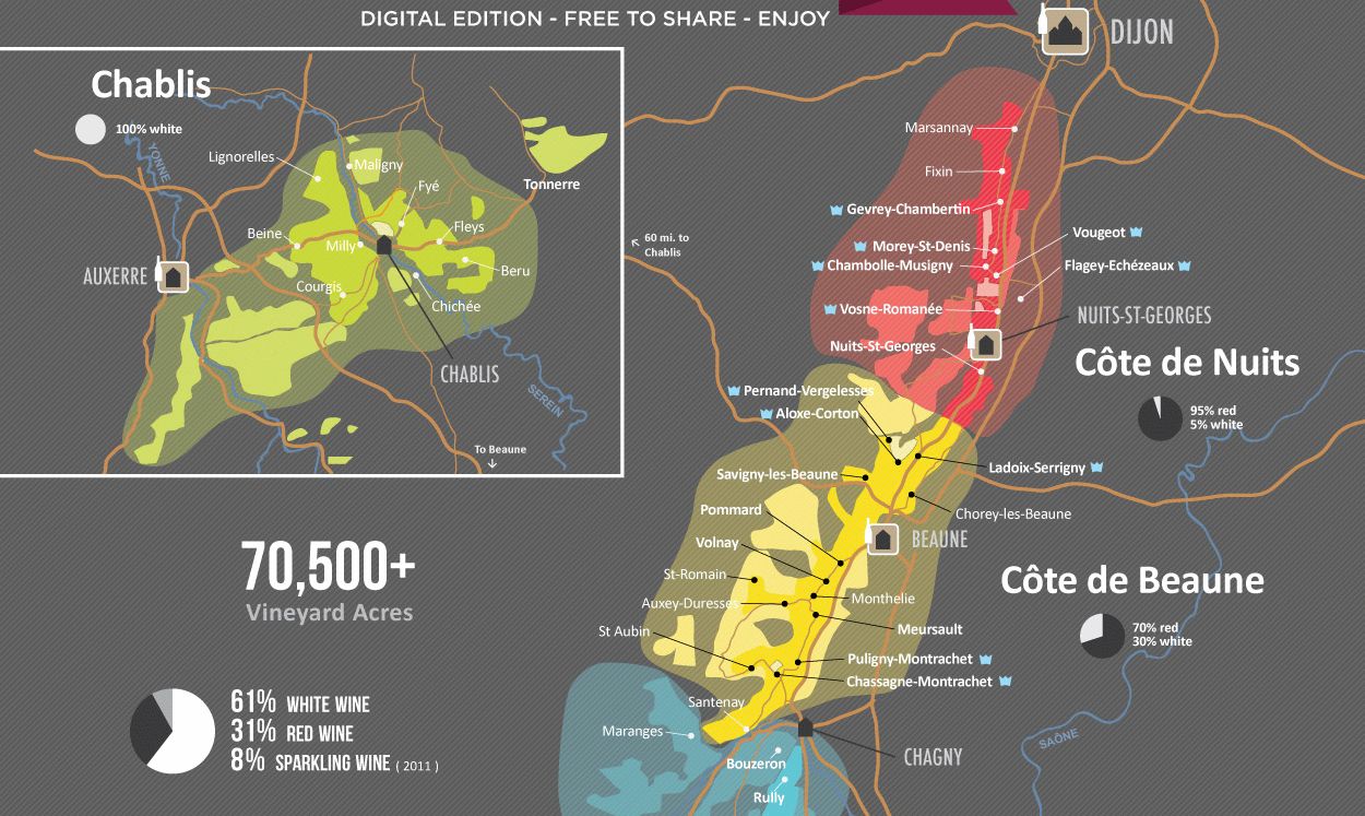 Карта бургундии винодельческая